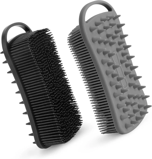 Main image of Rich Lather, Easy Maintenance, Hair Scalp Massager Tool, Gentle Loofah for Bath & Shampoo, Dual-Purpose Exfoliating Shower Brush, Pair of Soft Silicone Body Scrubbers