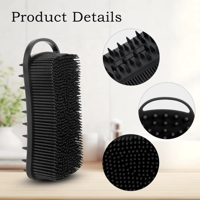 Alt view image 5 of 7 - Rich Lather, Easy Maintenance, Hair Scalp Massager Tool, Gentle Loofah for Bath & Shampoo, Dual-Purpose Exfoliating Shower Brush, Pair of Soft Silicone Body Scrubbers