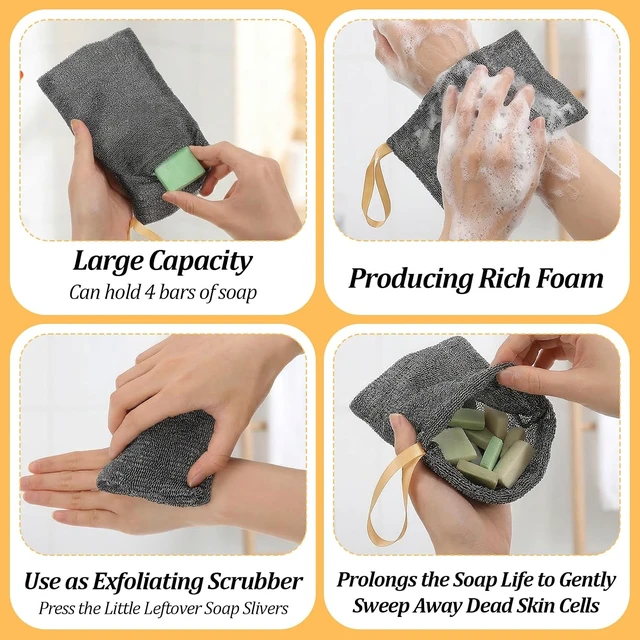 Alt view image 7 of 7 - Set of 4 Deep Cleansing Soap Bar Storage Bags with Exfoliating Texture