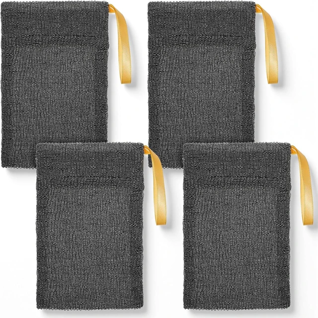 Main image of Set of 4 Deep Cleansing Soap Bar Storage Bags with Exfoliating Texture