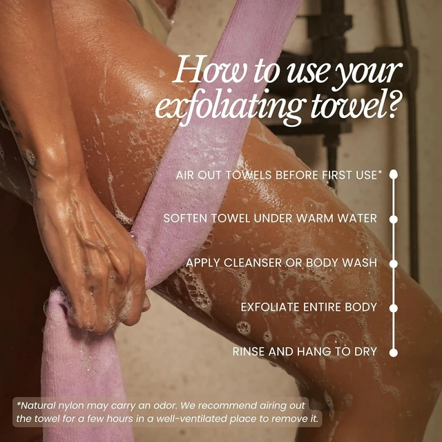 Alt view image 3 of 7 - Bare Botanics Set of Two White Exfoliating Body Scrubbing Towels