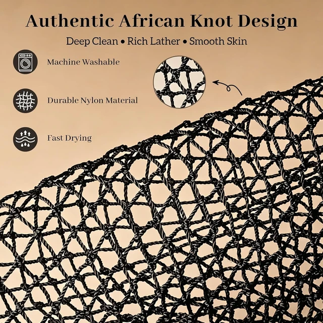 Alt view image 4 of 7 - Genuine African Net Sponge Body Back Exfoliating Loofah Scrubber