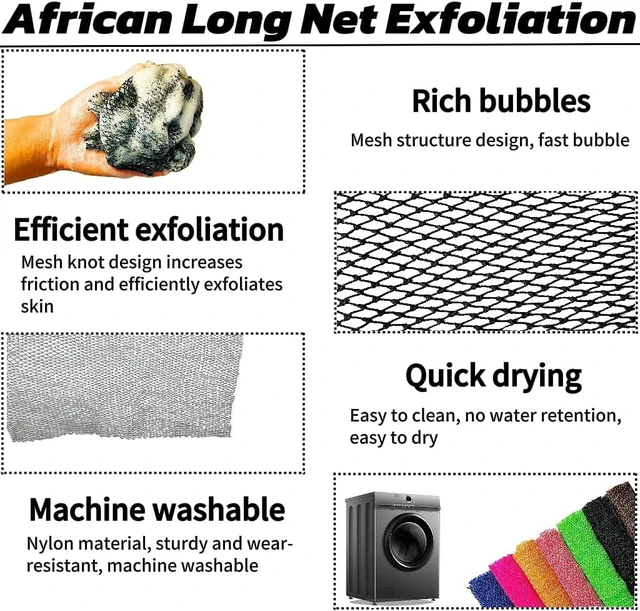Alt view image 7 of 7 - Genuine African Net Sponge Body Back Exfoliating Loofah Scrubber