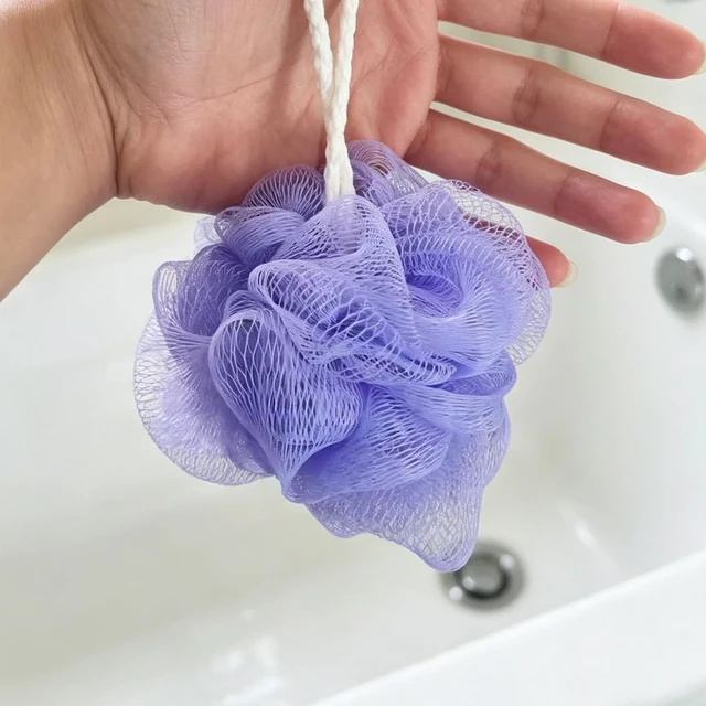 Alt view image 4 of 6 - Mini Loofah Sponge Mesh Shower Puff Bath Pouf with Hanging Loop Body Scrubber for Kids Women Men Travel Size