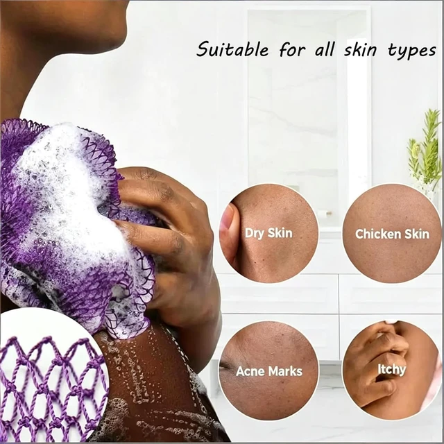 Alt view image 5 of 7 - Genuine African Net Sponge Exfoliating Back Scrubber Bath Loofah Gentle Body Washcloth for All Skin Types