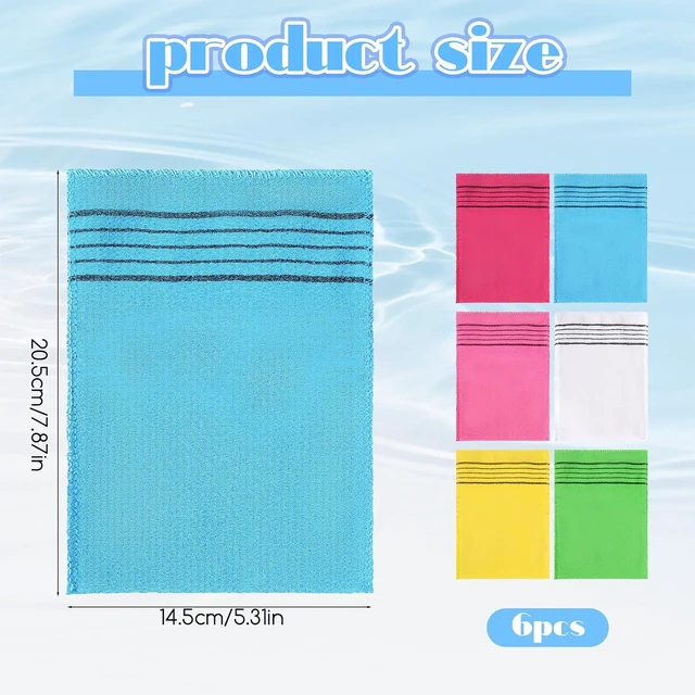 Alt view image 2 of 7 - Large Spa Gloves Set, Italy Towel Body Scrub Mitts for Dead Skin Removal, 6 PCS Korean Exfoliating Washcloths