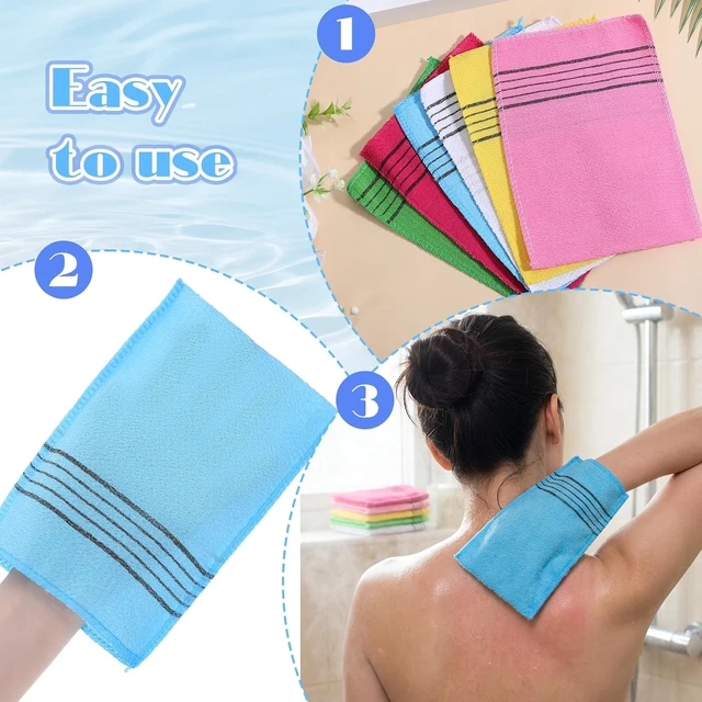 Alt view image 4 of 7 - Large Spa Gloves Set, Italy Towel Body Scrub Mitts for Dead Skin Removal, 6 PCS Korean Exfoliating Washcloths