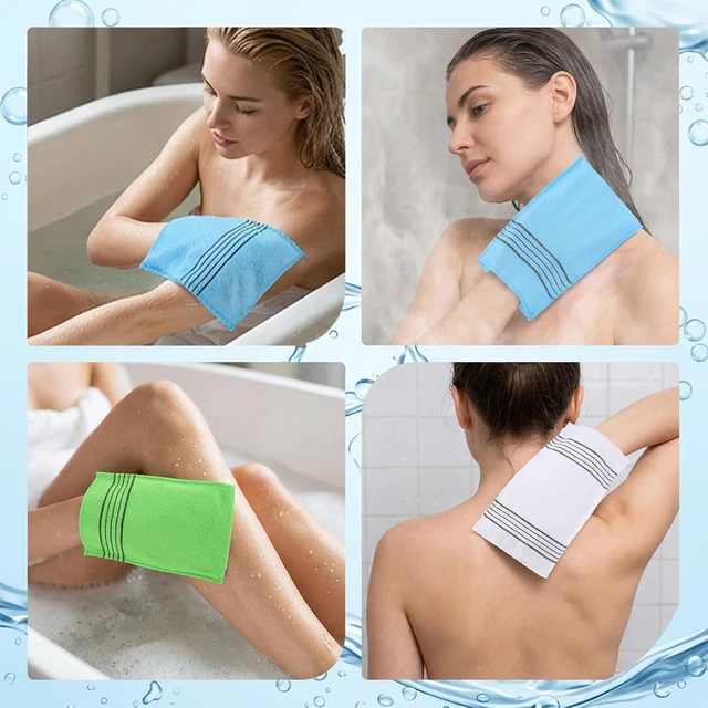 Alt view image 7 of 7 - Large Spa Gloves Set, Italy Towel Body Scrub Mitts for Dead Skin Removal, 6 PCS Korean Exfoliating Washcloths