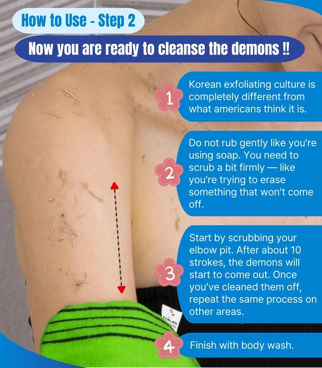 Alt view image 5 of 7 - Korean Exfoliating Body Glove Loofah Scrubber for Face Lip Back Foot Dry Brushing Skin Care