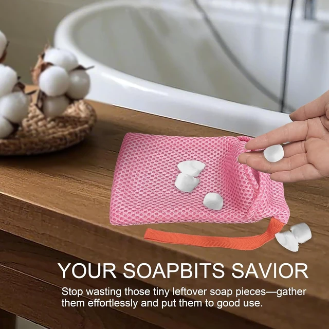 Alt view image 4 of 7 - Body Scrubber Shower Bath Sponge Loofah, Bar Soap Pouch Saver Pocket, 2 Pack Soap Bag Gentle Exfoliating