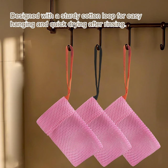 Alt view image 7 of 7 - Body Scrubber Shower Bath Sponge Loofah, Bar Soap Pouch Saver Pocket, 2 Pack Soap Bag Gentle Exfoliating