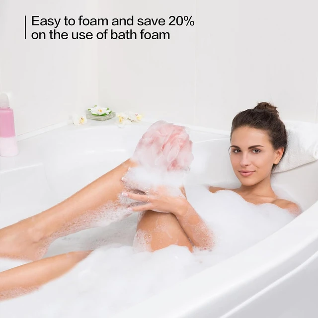 Alt view image 2 of 7 - Soft Exfoliating Body Scrubber for Shower, Mesh Bath Pouf Set