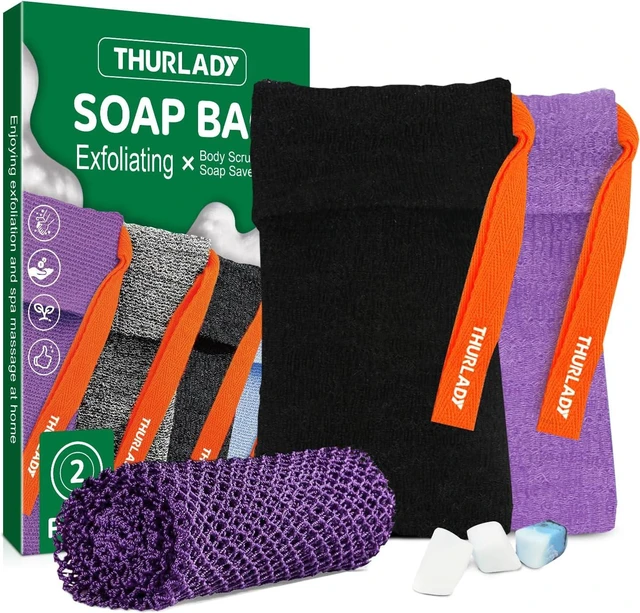 Main image of Soap Bar Storage Pouches with African Exfoliating Net Sponge