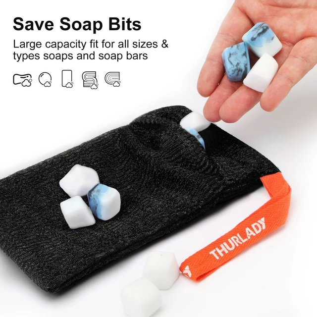 Alt view image 4 of 7 - Soap Bar Storage Pouches with African Exfoliating Net Sponge