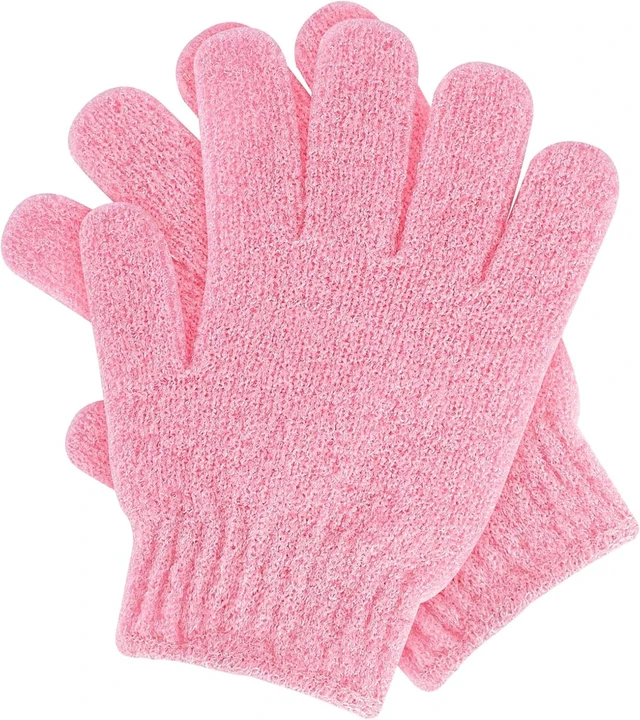 Main image of Dual Texture Exfoliating Bath Gloves Natural Body Loofah Scrub Mitts for Shower Dead Skin Removal
