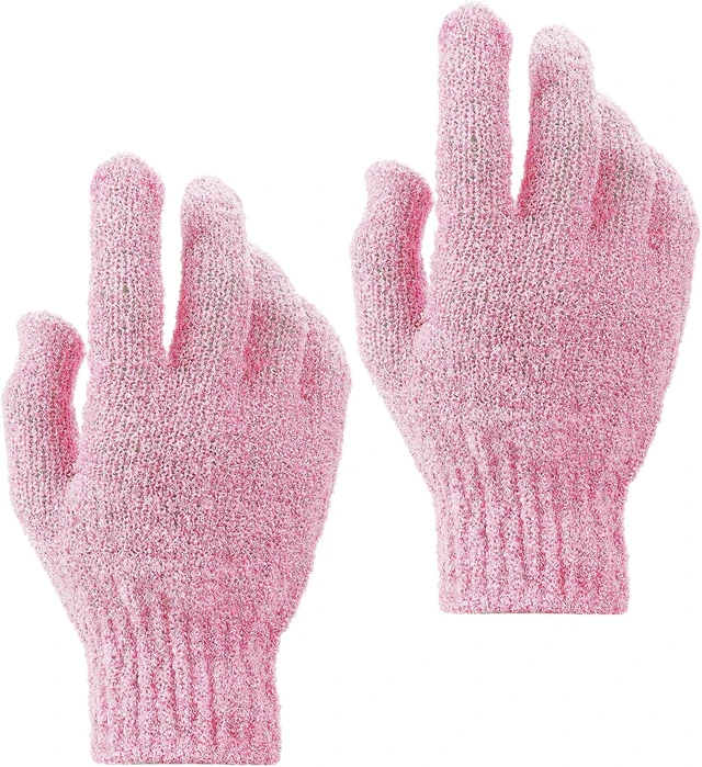 Alt view image 2 of 7 - Dual Texture Exfoliating Bath Gloves Natural Body Loofah Scrub Mitts for Shower Dead Skin Removal