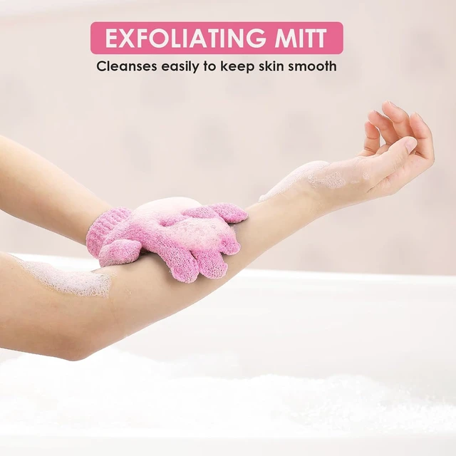 Alt view image 3 of 7 - Dual Texture Exfoliating Bath Gloves Natural Body Loofah Scrub Mitts for Shower Dead Skin Removal
