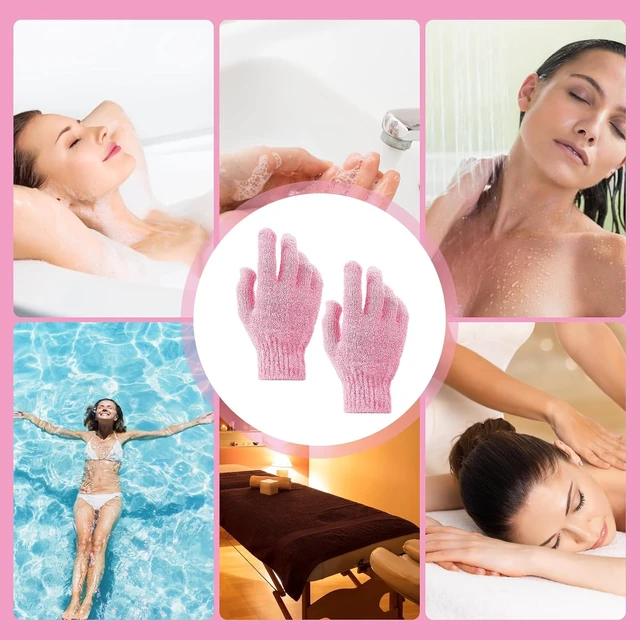 Alt view image 5 of 7 - Dual Texture Exfoliating Bath Gloves Natural Body Loofah Scrub Mitts for Shower Dead Skin Removal