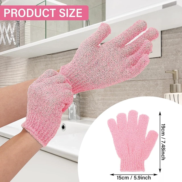 Alt view image 6 of 7 - Dual Texture Exfoliating Bath Gloves Natural Body Loofah Scrub Mitts for Shower Dead Skin Removal