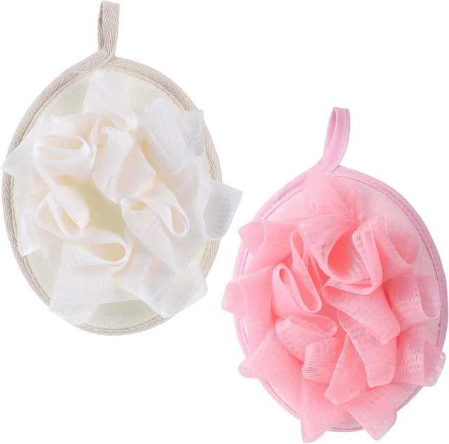 Main image of Gentle Exfoliating Mesh Sponge for Sensitive Skin & Body Cleansing, Portable Mini Shower Puff with Elastic Strap