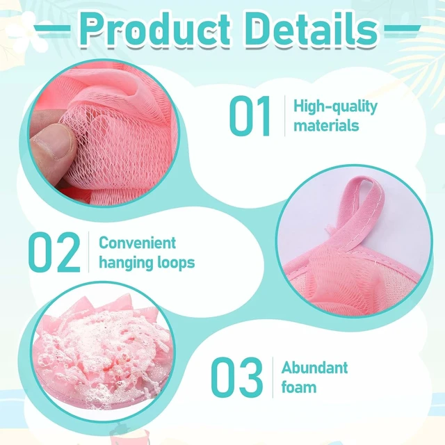 Alt view image 3 of 7 - Gentle Exfoliating Mesh Sponge for Sensitive Skin & Body Cleansing, Portable Mini Shower Puff with Elastic Strap