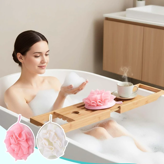 Alt view image 7 of 7 - Gentle Exfoliating Mesh Sponge for Sensitive Skin & Body Cleansing, Portable Mini Shower Puff with Elastic Strap