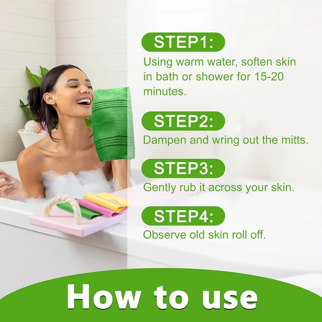 Alt view image 4 of 7 - Removes Dirt and Grease, Korean Exfoliating Mitt Set for Gentle Body Scrubbing and Skin Cleansing