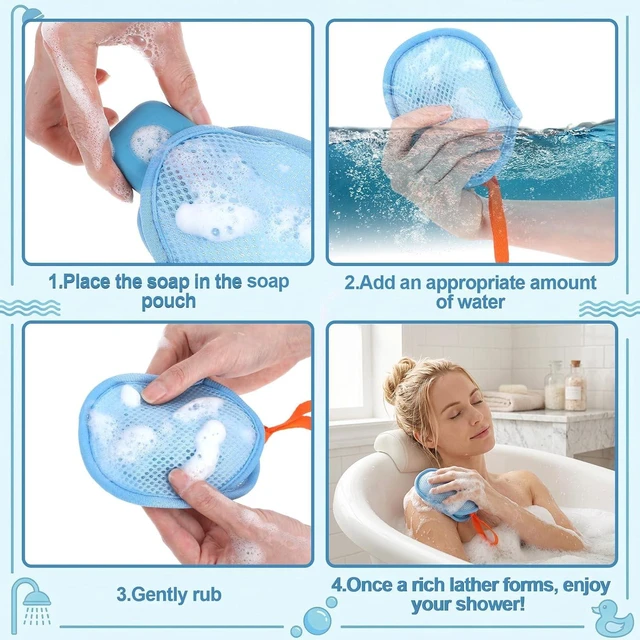 Alt view image 5 of 7 - Mesh Soap Saver Pouch Bag Net for Bar Soap Loofah Exfoliating Shower Holder