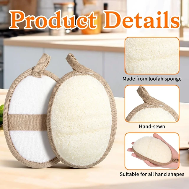 Alt view image 3 of 7 - Natural Loofah Body Exfoliating Scrubber Sponge for Bathing