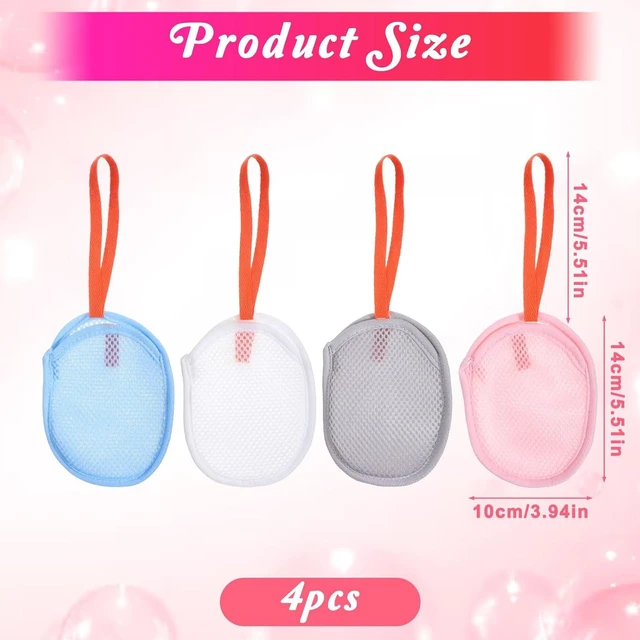 Alt view image 2 of 6 - Double Layer Foaming Soap Saver Pouches for Shower and Travel, Set of 4 Exfoliating Soap Mesh Bags