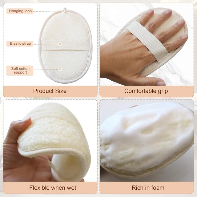 Alt view image 3 of 6 - Gentle Exfoliating Sponge for Face and Body Cleansing, Natural Luffa Body Scrubber for Shower and Bath