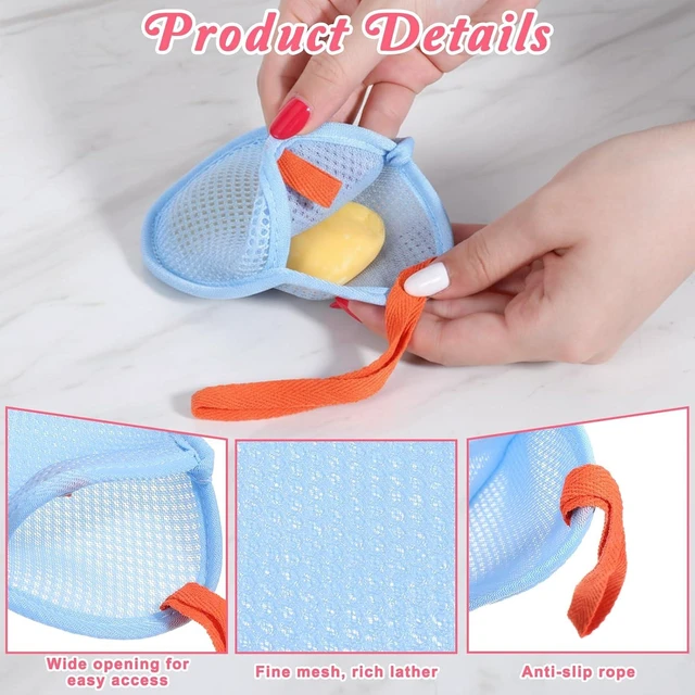 Alt view image 4 of 6 - Double Layer Foaming Soap Saver Pouches for Shower and Travel, Set of 4 Exfoliating Soap Mesh Bags