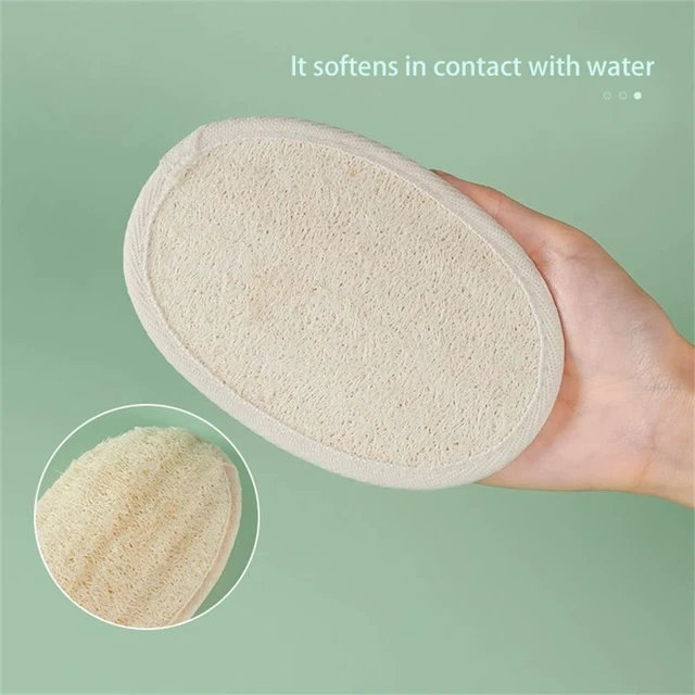 Alt view image 7 of 7 - Gentle Scrubber for Men and Women Ideal for Shower Bath Spa, Dual Pack Natural Luffa and Terry Cloth Body Exfoliating Loofah Sponge