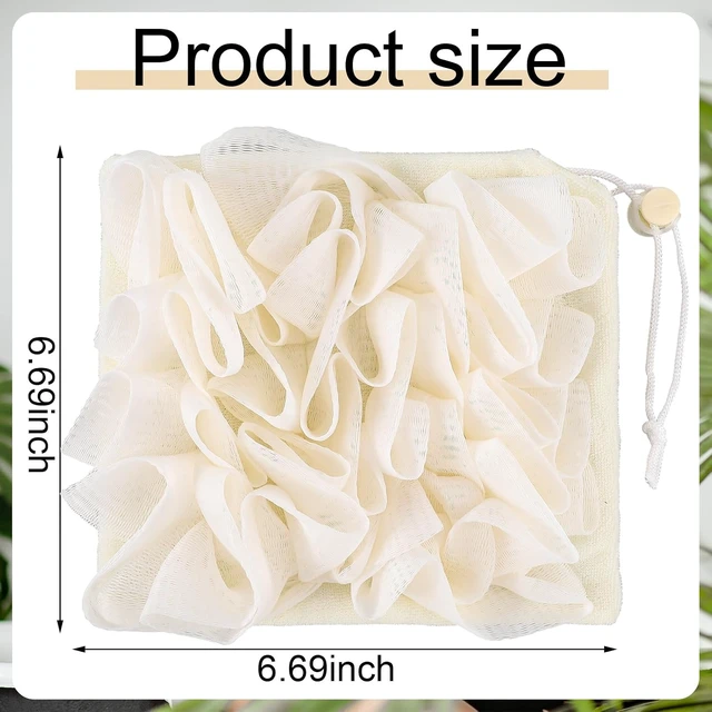 Alt view image 5 of 6 - Exfoliating Mesh Shower Puff for Body Cleansing and Smooth Skin, 2-in-1 Bath Loofah Sponge Set with Drawstring