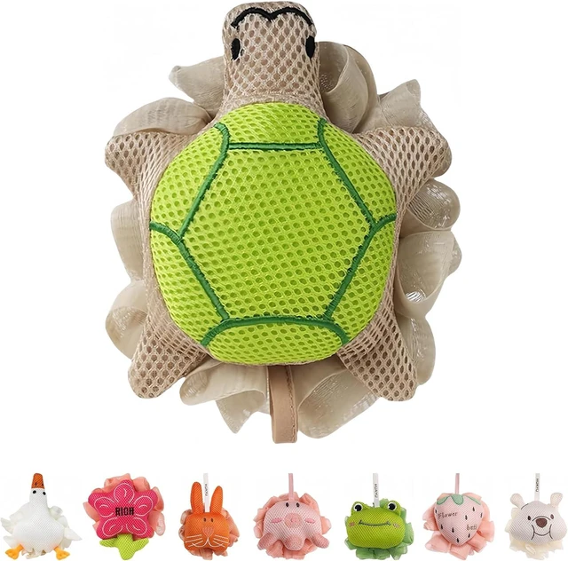 Main image of Cute Cartoon Animal Children's Bath Sponge with Hanging Cord