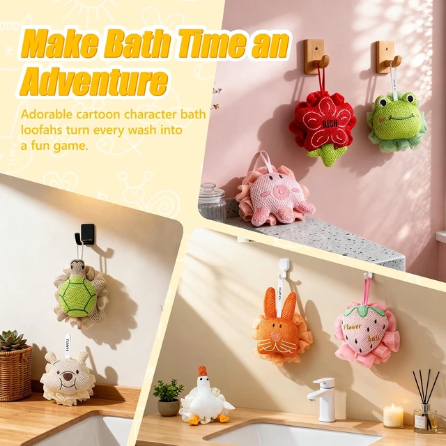 Alt view image 6 of 7 - Cute Cartoon Animal Children's Bath Sponge with Hanging Cord