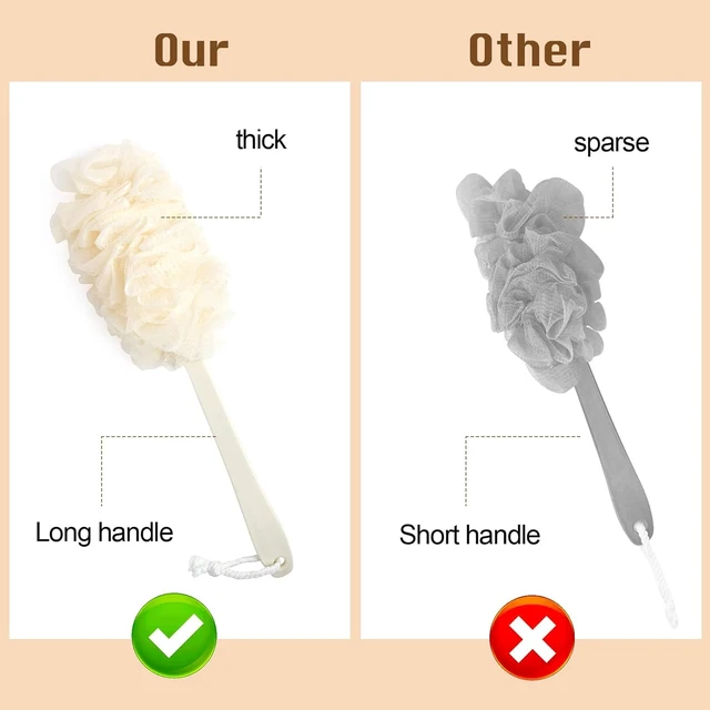 Alt view image 3 of 7 - Back Scratcher Tool for Men and Women, Soft Exfoliating Bath Sponge Brush for Shower, 2Pack Long Handle Loofah Body Scrubber