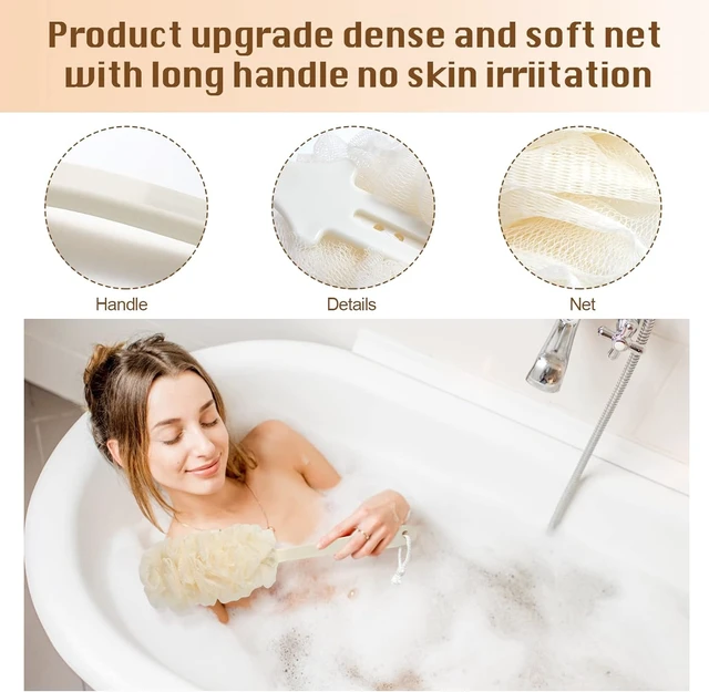 Alt view image 5 of 7 - Back Scratcher Tool for Men and Women, Soft Exfoliating Bath Sponge Brush for Shower, 2Pack Long Handle Loofah Body Scrubber