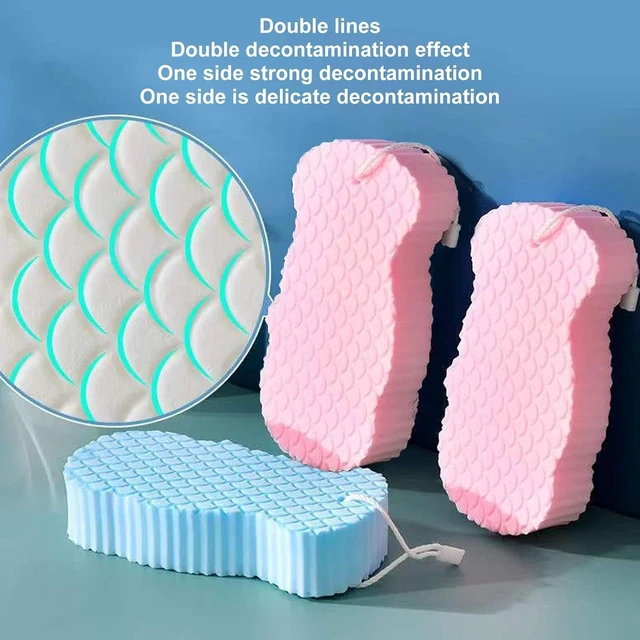 Alt view image 7 of 7 - Unisex Bath Accessory, Soft Shower Scrubber for Dead Skin Removal, Fish Scale Pattern Deep Cleansing Body Exfoliating Sponge with Lanyard