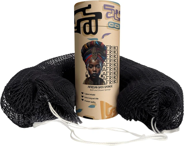 Main image of Premium African Net Sponge Authentic Exfoliating Body Scrubber Extra Long Stretch Bath Washcloth for Smooth Skin