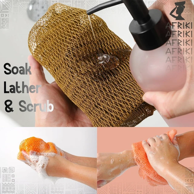 Alt view image 6 of 7 - Premium African Net Sponge Authentic Exfoliating Body Scrubber Extra Long Stretch Bath Washcloth for Smooth Skin