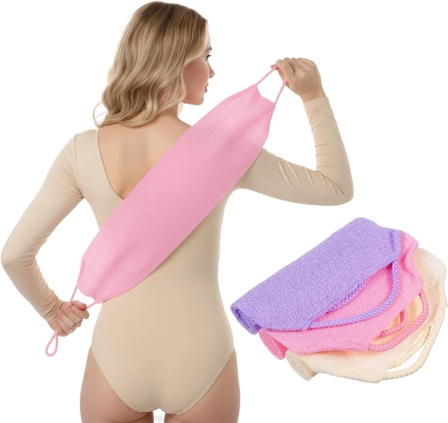 Main image of Unisex Bath Accessory, Double-Sided Stretchable Shower Towel for Body Wash, Exfoliating Back Scrubber Set with Handles