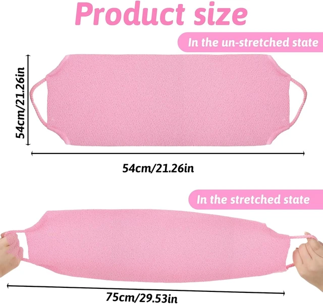 Alt view image 2 of 7 - Unisex Bath Accessory, Double-Sided Stretchable Shower Towel for Body Wash, Exfoliating Back Scrubber Set with Handles