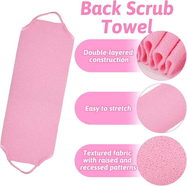 Alt view image 3 of 7 - Unisex Bath Accessory, Double-Sided Stretchable Shower Towel for Body Wash, Exfoliating Back Scrubber Set with Handles