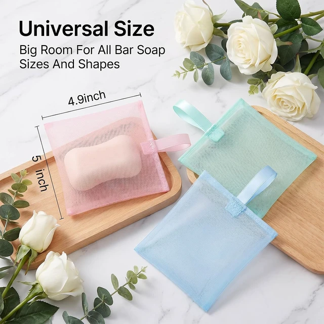 Alt view image 2 of 7 - Exfoliating Foaming Pouch for Travel & Shower Use, Mesh Soap Saver Bag with Hanging Loop