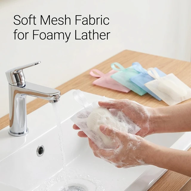 Alt view image 4 of 7 - Exfoliating Foaming Pouch for Travel & Shower Use, Mesh Soap Saver Bag with Hanging Loop