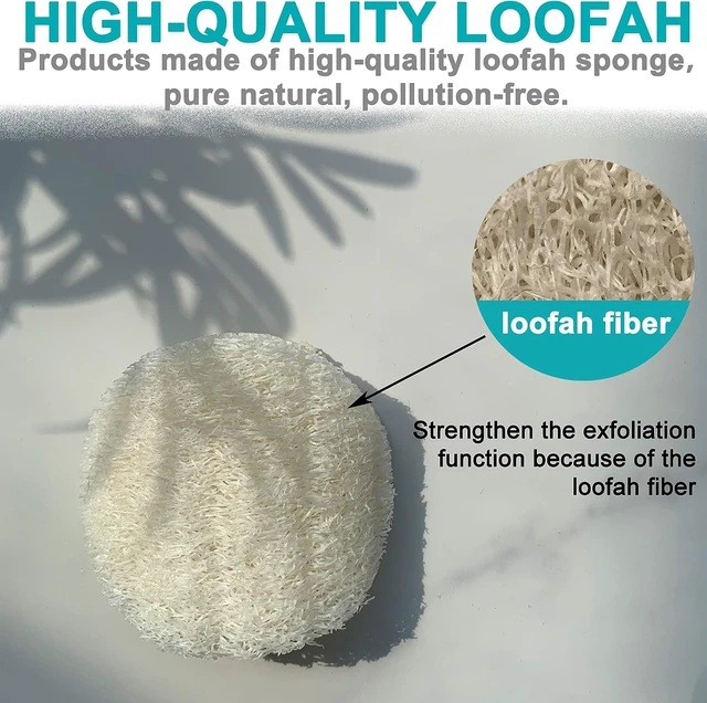 Alt view image 3 of 4 - Natural Loofah Facial Sponge Pads for Body Exfoliation and Makeup Removal - Eco-Friendly Bath Scrubber Set