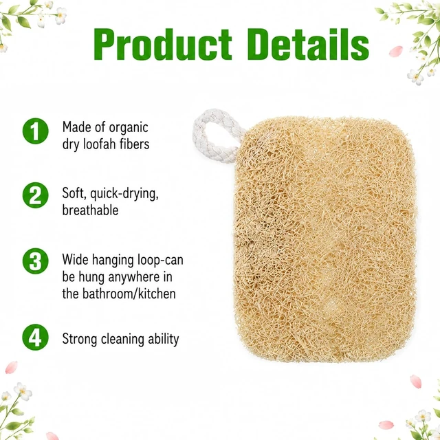 Alt view image 3 of 7 - Natural Loofah Sponge Pads for Kitchen Dishwashing and Body Bathing