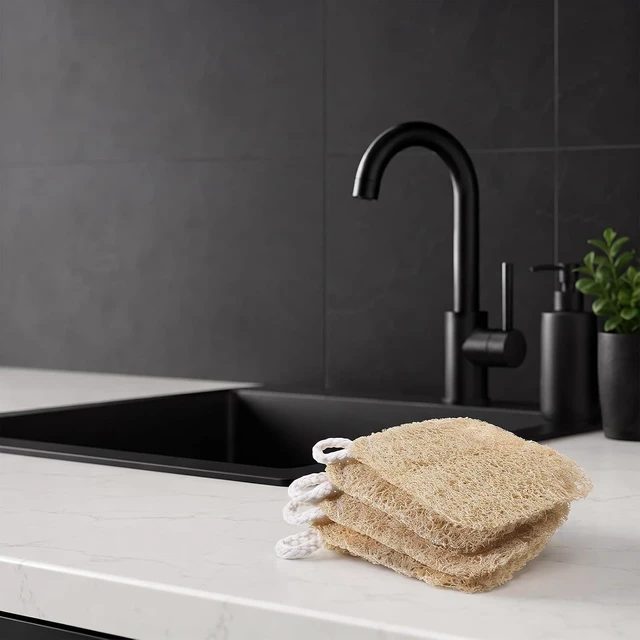 Alt view image 5 of 7 - Natural Loofah Sponge Pads for Kitchen Dishwashing and Body Bathing