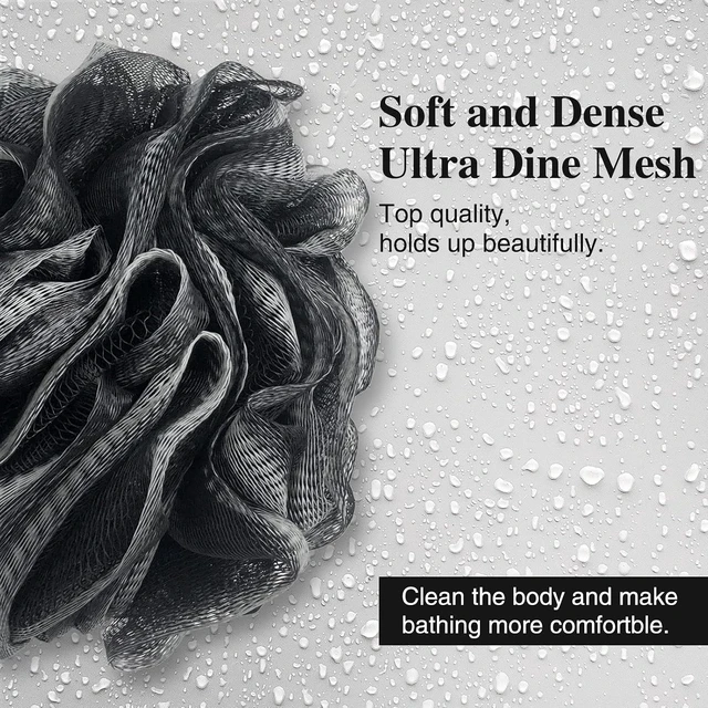 Alt view image 5 of 7 - Soft Shower Sponge Pouf for Men and Women, Mesh Bath Loofah Puffs Set for Body Scrubbing and Exfoliation